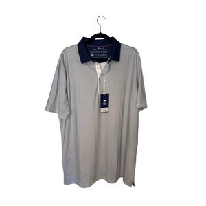 Boston Scott Golf XXL Men's Navy Stripe Modern Fit Moisture Wicking Polo NWT